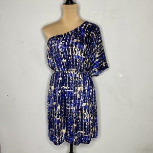 Collective Concepts One Shoulder Multicolor Geometric Pattern Satin Size Large